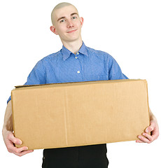 Image showing Man and cardboard