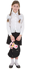 Image showing Schoolgirl with satchel