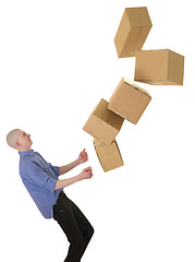 Image showing Man and cardboard