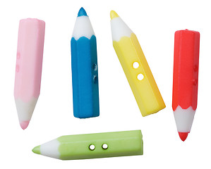 Image showing Multicolored plastic crayons button