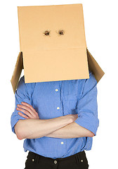 Image showing Man and cardboard