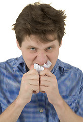 Image showing Man a devouring sheet of paper