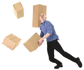 Image showing Man and cardboard