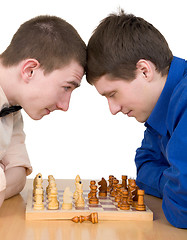 Image showing Men play chess