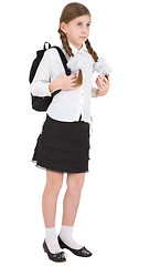 Image showing Schoolgirl with satchel