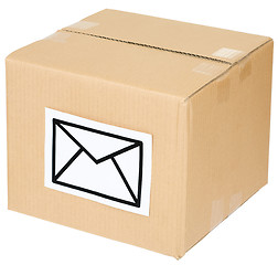 Image showing Cardboard box with a mail sign