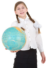 Image showing Girl with globe 