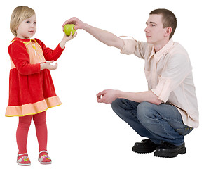 Image showing Man give apple to the girl