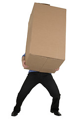 Image showing Man and big carton box