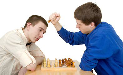 Image showing Men play chess