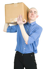 Image showing Man hold cardboard