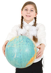 Image showing Girl and terrestrial globe