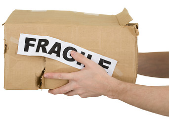 Image showing Crumpled cardboard box with inscription 