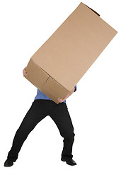 Image showing Man holding big cardboard box