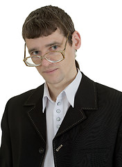 Image showing Portrait of young businessman in black suit