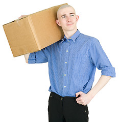 Image showing Man hold cardboard