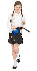 Image showing Schoolgirl and satchel