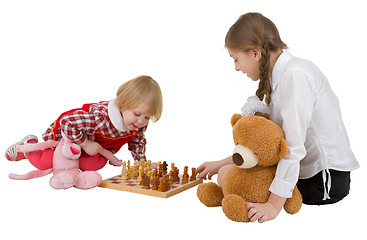 Image showing Girls playing chess