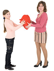Image showing Woman give heart to girl