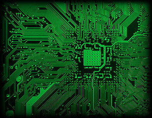 Image showing Technological industrial electronic green background