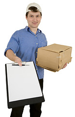 Image showing Man hold cardboard box 