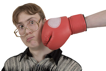 Image showing Man of kick on boxer glove