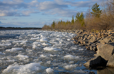 Image showing Landscape with river and ice