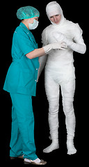 Image showing Man in bandage and nurse