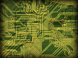 Image showing Tech electronic dark green background