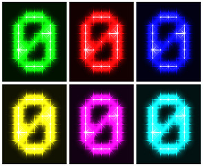 Image showing Set a glowing symbol of the number 0