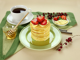 Image showing Strawberry Pancake Stack