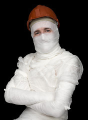 Image showing Guy in bandage with the helmet 