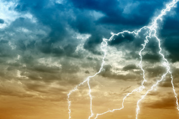 Image showing Cloudy sky abstract background with lightning