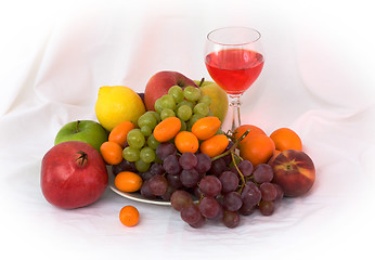 Image showing Bright still life with wine