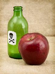 Image showing Bottle with poison and an apple