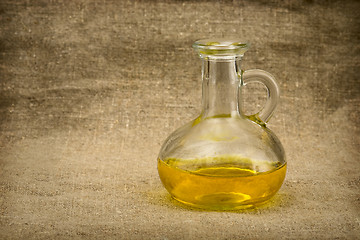 Image showing Carafe with yellow oil