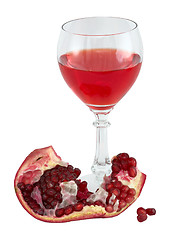 Image showing Still-life with a glass of wine and pomegranate