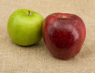 Image showing Green and red apple