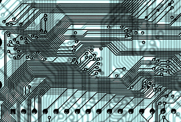 Image showing Blue abstract circuit board background in hi-tech style