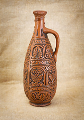 Image showing Ancient brown ceramic bottle