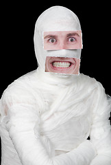 Image showing Bandaged man with false paper face