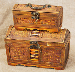 Image showing Two wooden ancient chest
