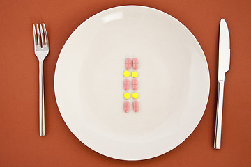 Image showing pills as dinner on plate 