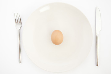 Image showing one egg on white plate