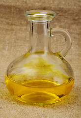 Image showing Carafe with yellow oil