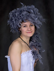 Image showing Portrait of thel girl with a boa