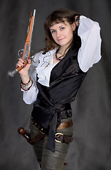 Image showing Girl - pirate with two pistols