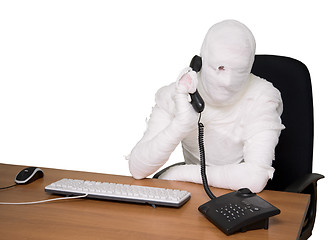 Image showing Bandaged man in office