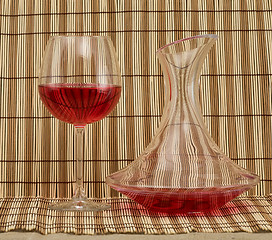 Image showing Stil life with decanter and goblet