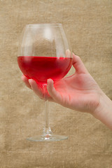 Image showing Wineglass on hand